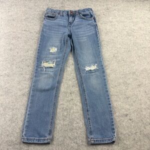 Cat & Jack Kids Girls Distressed Skinny Jeans Size 6 Sequin Patches